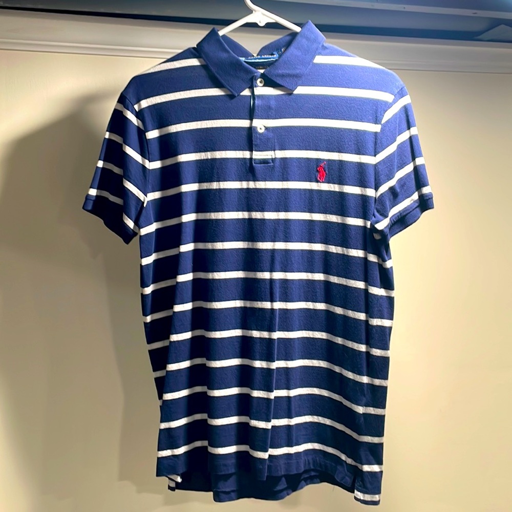 Polo by Ralph Lauren Custom slim fit men’s MD polo blue striped